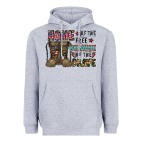 Heather Grey home of the free beacause of the brave Heavyweight Hoodie - CowhideDigitalArt