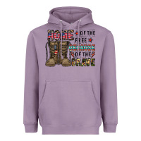 Lavender home of the free beacause of the brave Heavyweight Hoodie - CowhideDigitalArt
