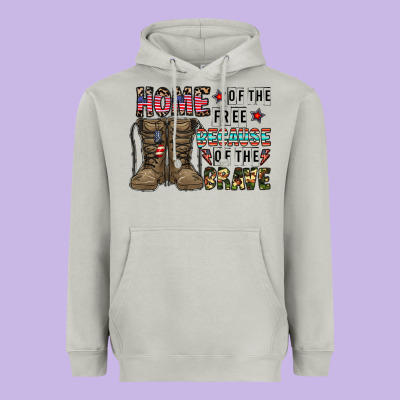 Home Of The Free Beacause Of The Brave Heavyweight Hoodie Designed By Cowhidedigitalart