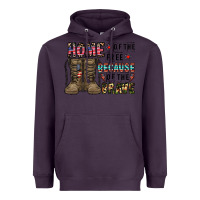 Plum home of the free beacause of the brave Heavyweight Hoodie - CowhideDigitalArt