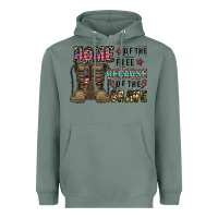 Sage home of the free beacause of the brave Heavyweight Hoodie - CowhideDigitalArt