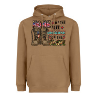 Toasted Coconut home of the free beacause of the brave Heavyweight Hoodie - CowhideDigitalArt
