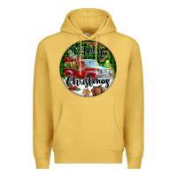 Antique Gold Merry Christmas Truck Premium Hoodie - FaDigitalArtStudio