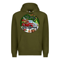 Army Green Merry Christmas Truck Premium Hoodie - FaDigitalArtStudio