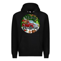Black Merry Christmas Truck Premium Hoodie - FaDigitalArtStudio