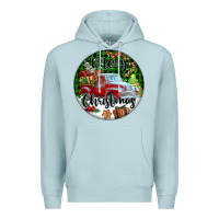 Blue Mist Merry Christmas Truck Premium Hoodie - FaDigitalArtStudio
