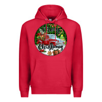 Cardinal Merry Christmas Truck Premium Hoodie - FaDigitalArtStudio