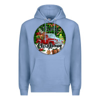 Colony Blue Merry Christmas Truck Premium Hoodie - FaDigitalArtStudio