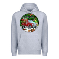 Heather Grey Merry Christmas Truck Premium Hoodie - FaDigitalArtStudio