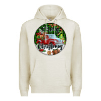 Oatmeal Heather Merry Christmas Truck Premium Hoodie - FaDigitalArtStudio