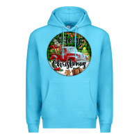 Ocean Blue Merry Christmas Truck Premium Hoodie - FaDigitalArtStudio