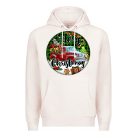 Pale Pink Merry Christmas Truck Premium Hoodie - FaDigitalArtStudio