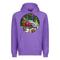 Purple Merry Christmas Truck Premium Hoodie - FaDigitalArtStudio