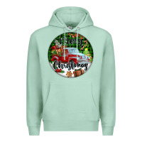 Seafoam Merry Christmas Truck Premium Hoodie - FaDigitalArtStudio