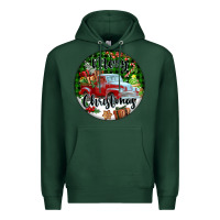 Sports Green Merry Christmas Truck Premium Hoodie - FaDigitalArtStudio