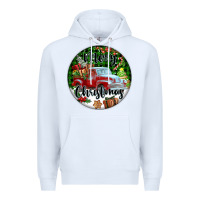 White Merry Christmas Truck Premium Hoodie - FaDigitalArtStudio