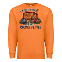 Carrot i'm just a woman who loves her hockey player Premium Sweatshirt - SublimationCraftShop