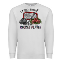 Dove Grey i'm just a woman who loves her hockey player Premium Sweatshirt - SublimationCraftShop