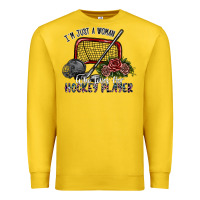 Lemon i'm just a woman who loves her hockey player Premium Sweatshirt - SublimationCraftShop