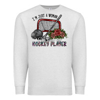 Oatmeal Heather i'm just a woman who loves her hockey player Premium Sweatshirt - SublimationCraftShop