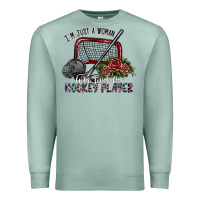Seafoam i'm just a woman who loves her hockey player Premium Sweatshirt - SublimationCraftShop
