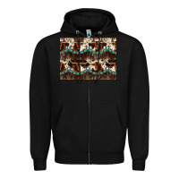 Black Longhorn Cow Pattern Zipper Hoodie - CowhideDigitalArt