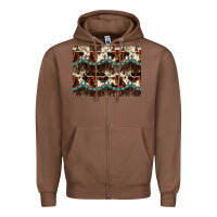 Chestnut Longhorn Cow Pattern Zipper Hoodie - CowhideDigitalArt