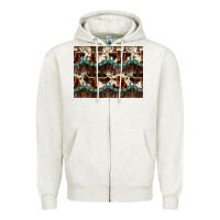 Oatmeal Heather Longhorn Cow Pattern Zipper Hoodie - CowhideDigitalArt