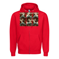 Red Longhorn Cow Pattern Zipper Hoodie - CowhideDigitalArt