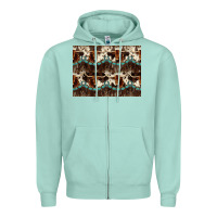 Seafoam Longhorn Cow Pattern Zipper Hoodie - CowhideDigitalArt