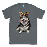 Charcoal Heather alaskan husky with bandeau Classic Tee - texasbilliewilder