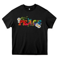 Black Lgbtq Peace With Daisy Heavy Core Tee - BundleAndBundleShop