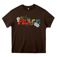 Chocolate Brown Lgbtq Peace With Daisy Heavy Core Tee - BundleAndBundleShop