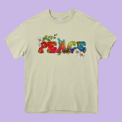 Lgbtq Peace With Daisy Heavy Core Tee Designed By Bundleandbundleshop