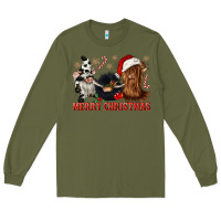 Army Green merry christmas heifer cow gnomies Long Sleeve Tee - CowGirlArtShop