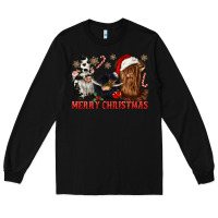 Black merry christmas heifer cow gnomies Long Sleeve Tee - CowGirlArtShop