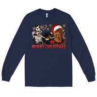 Navy merry christmas heifer cow gnomies Long Sleeve Tee - CowGirlArtShop