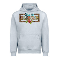 Heather Grey she is blesssed floral Urban Hoodie - BarkalooDesign