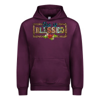 Mauve Wine she is blesssed floral Urban Hoodie - BarkalooDesign