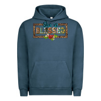 Pigment Midnight Navy she is blesssed floral Urban Hoodie - BarkalooDesign