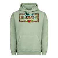 Pigment Oil Green she is blesssed floral Urban Hoodie - BarkalooDesign