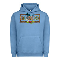 Pigment Pebble Blue she is blesssed floral Urban Hoodie - BarkalooDesign