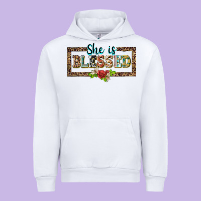 She Is Blesssed Floral Urban Hoodie Designed By Barkaloodesign