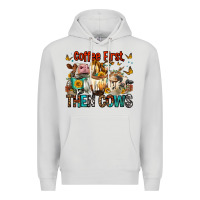 Dove Grey Coffee First Then Cows Premium Hoodie - FaDigitalArtStudio