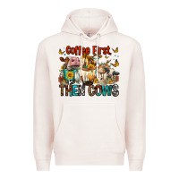 Pale Pink Coffee First Then Cows Premium Hoodie - FaDigitalArtStudio