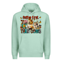 Seafoam Coffee First Then Cows Premium Hoodie - FaDigitalArtStudio