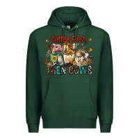 Sports Green Coffee First Then Cows Premium Hoodie - FaDigitalArtStudio