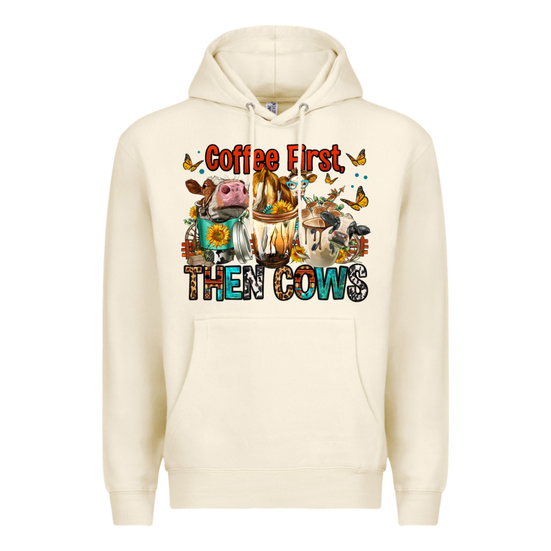 Coffee First Then Cows Premium Hoodie by FaDigitalArtStudio | Teevron
