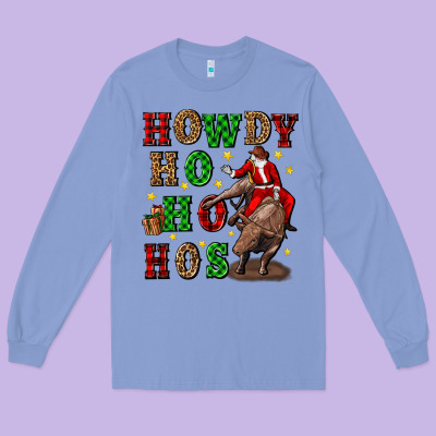 Howdy Ho Ho Hos Christmas Long Sleeve Tee Designed By Cowgirlartshop