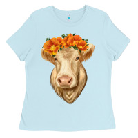 Baby Blue Charolais Cow Ladies Tee - RanaPortraitStore
